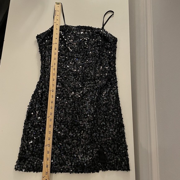 NEW Wild Fable Sequin Lace Up Back Bodycon Mini Dress Black Size M Club Cocktail - Picture 10 of 10